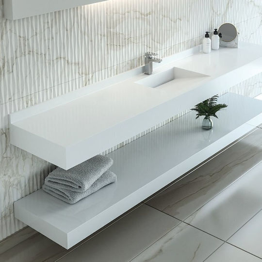 Sanitec Matrix Single Wall Mounted Wall-mounted Sink Porcelain 250x52cm Metallic Ice