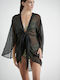 Blu4u Women's Mini Kimono Beachwear Black