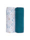 Bubaba Muslin Swaddle Wraps Turquoise 70x70cm. 2pcs