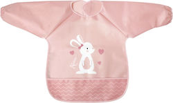 Kiokids Lovely Bunny Αδιάβροχη Ποδιά Σιλικόνης με Αυτοκόλλητο με Τσέπη & Μανίκια Ροζ για 4 m+