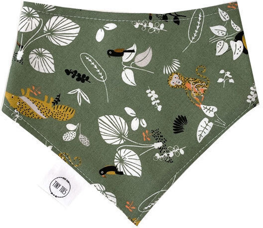 Tiny Toes Jungle Bib Fabric with Lace Band Green