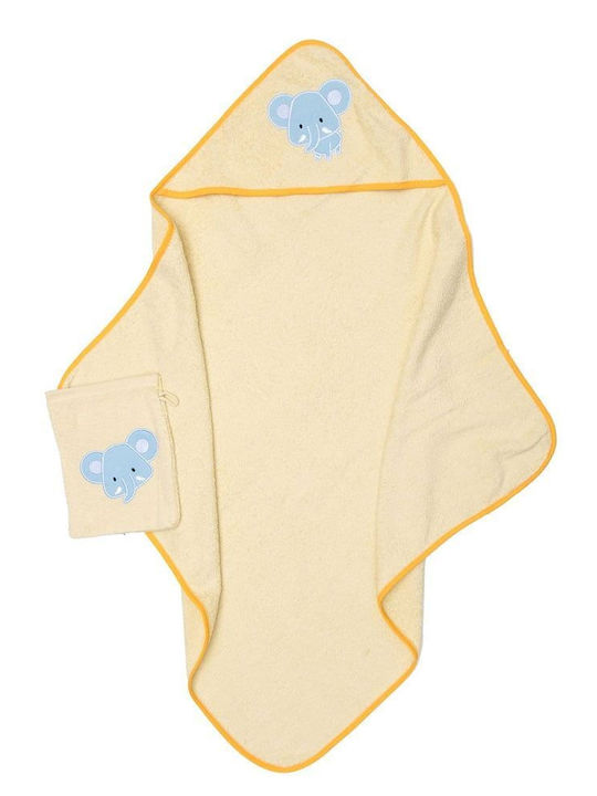 Viopros Baby Bathrobe Set with Hooded Yellow 60x60cm