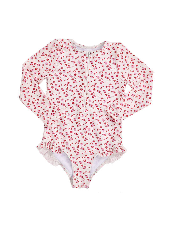 Swim Essentials One piece swimsuit UPF50+ with long sleeves "Old Pink Leopard"