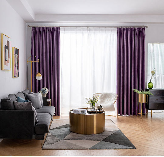 My Home Luxury Italien Vorhänge mit Bleistiftfalten Lila 270x280cm
