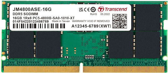 Transcend DDR5 με Module 1x16GB και Ταχύτητα 4800 για Laptop
