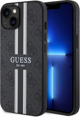 Guess Printed Stripes MagSafe Umschlag Rückseite Kunststoff Schwarz (iPhone 14) GUHMP14SP4RPSK