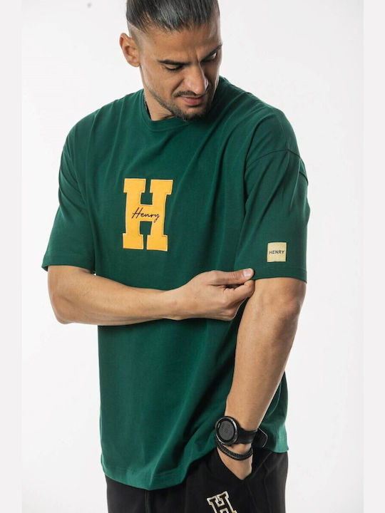 Henry Clothing T-shirt Bărbătesc cu Mânecă Scurtă Verde