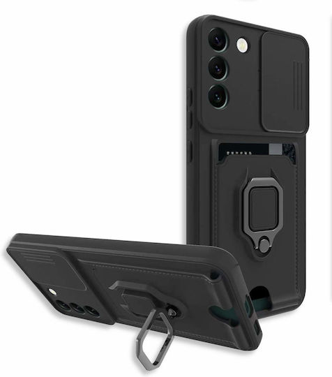 Bodycell Multifunction Umschlag Rückseite Kunststoff mit Band und Kartenhalter Schwarz (Galaxy A14)