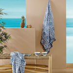 Kentia Maitai 232 Beach Towel Pareo Blue with Fringes 180x90cm.