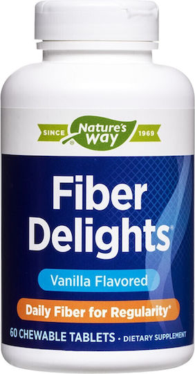 Nature's Way Fiber Delights Специална Хранителна Добавка 60 Дъвчащи Таблетки Ванилия