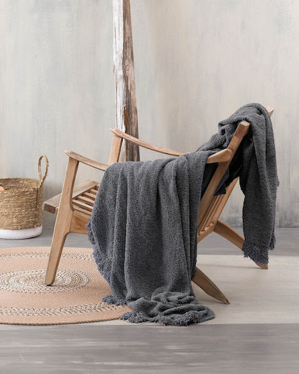 Rythmos Beckett Ριχτάρι Τριθέσιου Καναπέ Chenille 180x280εκ. Dark Gray 117-106-021