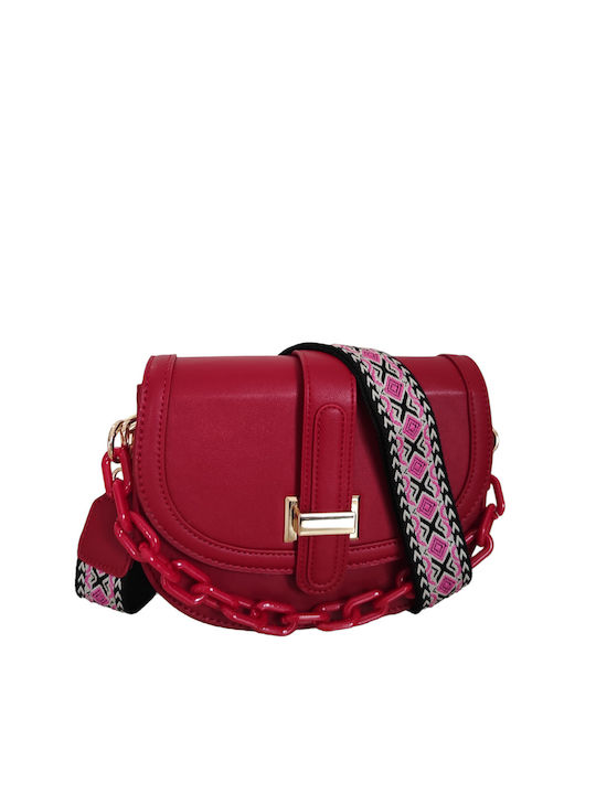 CROSS-ARM BAG RED WITH SKINNY CHAIN