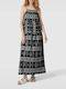 Summer Maxi Dress with Ruffles Wrap Black
