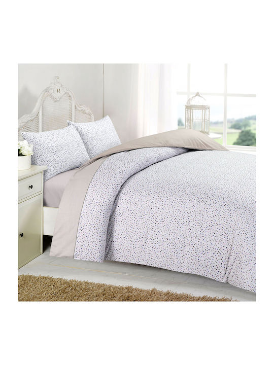 Viopros Duvet Cover Set Cotton Single with Pillowcase 160x240 Nina Beige