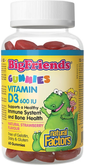 Natural Factors Bigfriends Vitamin D3 Витамин за Здравето на костите 600иу Natural 60 желирани бонбони