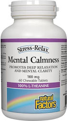 Natural Factors Mental Calmness L-Theanine 60 Дъвчащи таблетки