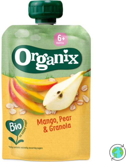 Organix Fruit-Vegetable Puree Pulp Mango, Pear & Granola with Flavor Mango, Pear & Granola No Added Sugar 100gr for 6+ Months