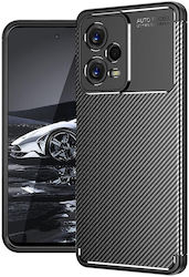 Ancus Autofocus Carbon Fiber Umschlag Rückseite Silikon Schwarz (Poco X5) 38958