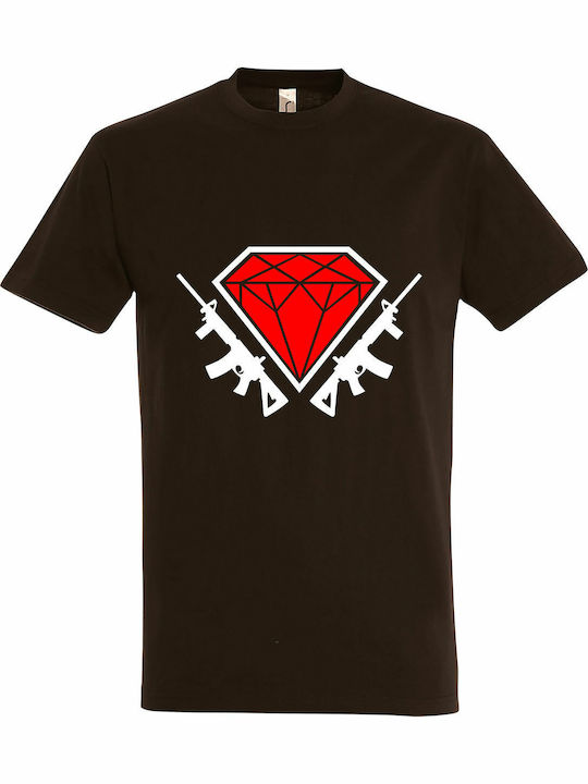 T-shirt Unisex " Diamond Guns ", Chocolate