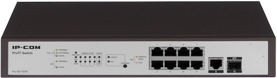 IP-COM Pro-S8-150W Unverwaltet L2 PoE+ Switch mit 8 Ports Gigabit (1Gbps) Ethernet und 2 SFP Ports