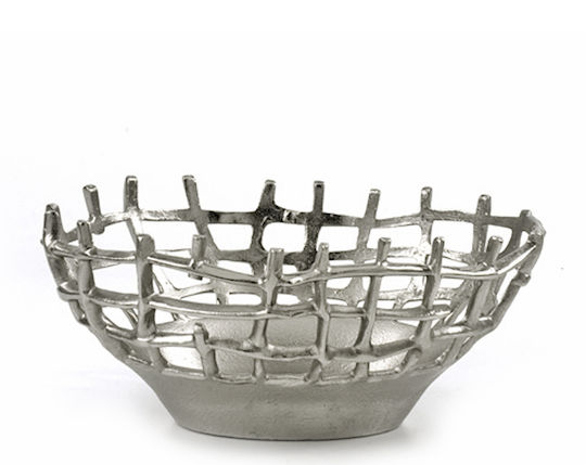 Zaros Bol Decorativ Aluminiu Argintiu 40cm 1buc