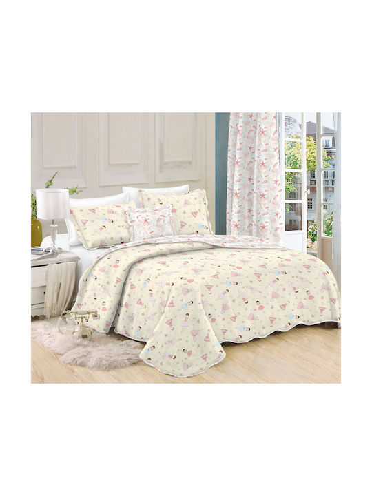 Viopros Set Pătură Pentru Copii Single Cu Față De Pernă Bej 160x240 cm