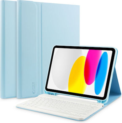 Tech-Protect Smartcase + Keyboard Klappdeckel Synthetisches Leder mit Tastatur Englisch US Sky Blue (iPad 2022 10,9 Zoll)