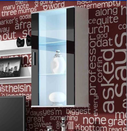 Soho Wall Living Room Display Cabinet made of Particleboard with Glass Black 29x60x115cm