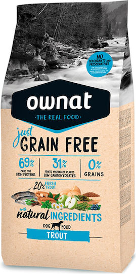 Ownat Just Grain Free 14kg Dry Food Grain-Free & Gluten-Free for Adult Dogs with Trout