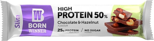 Born Winner Slim High Protein Bar with 50% Protein & Flavor Chocolate Hazelnut 50gr
