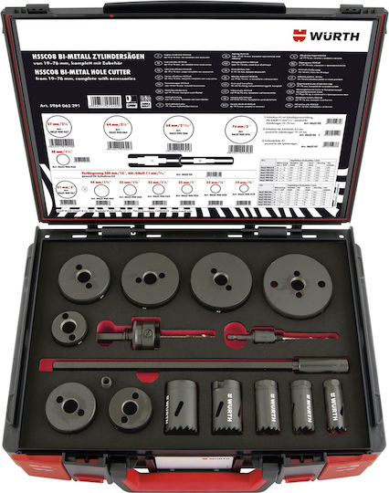 Wurth Hole Saw Kit Zebra HSS for Wood, Metal and Plastic