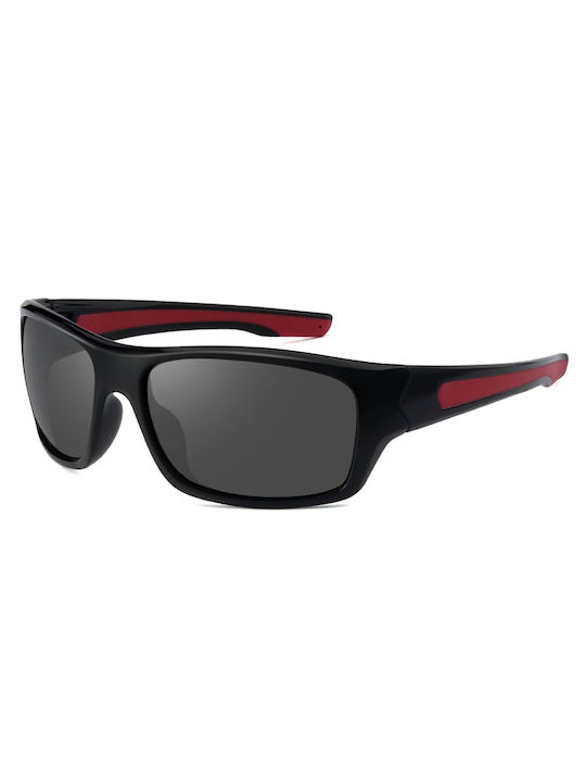 Polareye PTE2120R Unisex Sunglasses with Black Plastic Frame and Black Polarized Lens