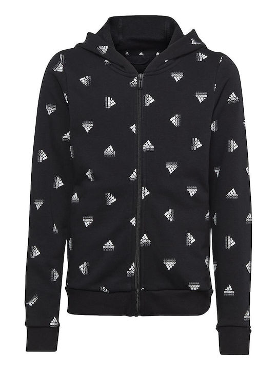 adidas Παιδική Ζακέτα Φούτερ Brand Love Print Μαύρη