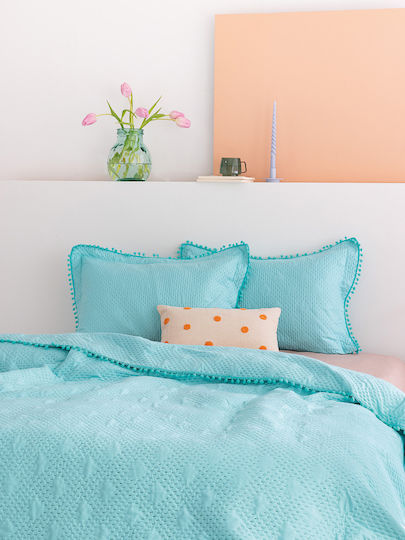 Palamaiki Morgan Σετ Κουβερλί Μονό Microfiber Aqua 160x240cm 2τμχ