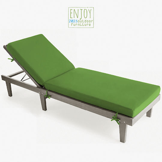 Go Smart Home Waterproof Sunbed Cushion with Backrest Green 195x60cm
