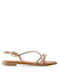Seven Synthetic Leather Women's Sandals with Strass Gold