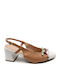 Anatomic Patent Leather Beige Medium Heels with Strap