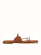 Women's Flat Sandals in Tabac Brown Color