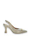 Paola Ferri Leather Pointed Toe Silver Heels with Strap