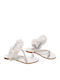 Leather Women's Flat Sandals in White Color
