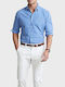 Long-sleeved Denim Shirt Bright blue