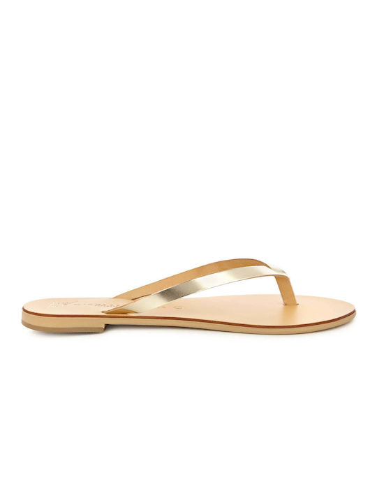 FLAT SANDALS 8 GOLD LEATHER - GOLD