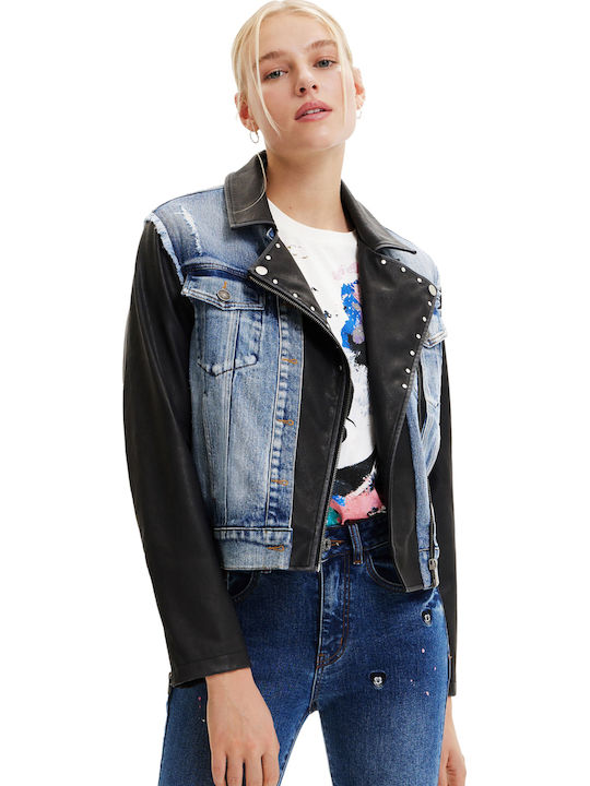 Mickey Mouse Kurz Damen Jeansjacke Blau