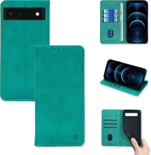 Sonique Vintage Magnet Buchen Sie Synthetisches Leder / Kunststoff / Silikon Türkis (Google Pixel 6a)
