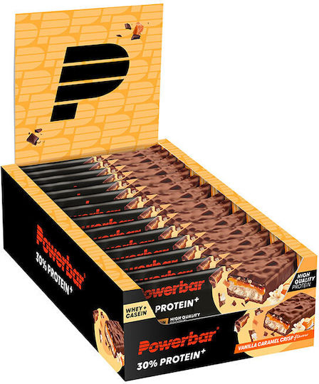 PowerBar Protein+ Μπάρες με 30% Πρωτεΐνη & Γεύση Vanilla Caramel Crisp 15x55gr