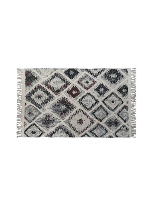 DKD Home Decor Rug Rectangular Cotton with Fringes Gray