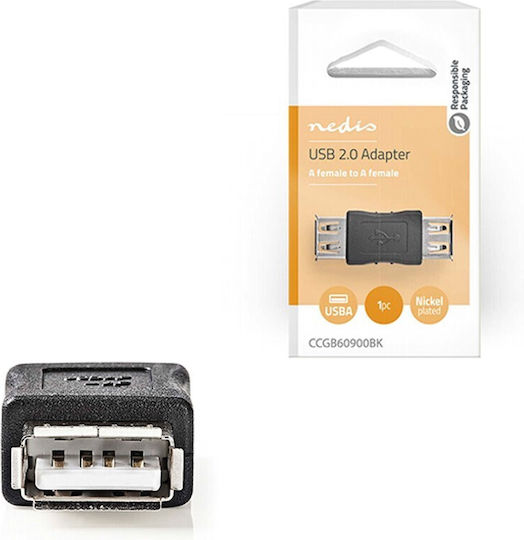 Nedis Μετατροπέας USB-A female σε USB-A female 1τμχ CCGB60900BK