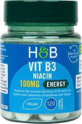 Holland & Barrett Vit B3 Niacin Витамин 100мг 120 Таблетки