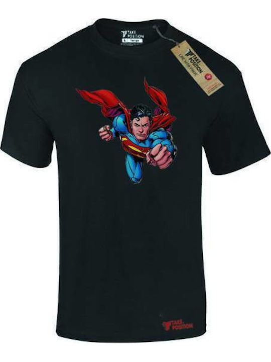 Takeposition Superman Bedrucktes T-shirt Schwarz