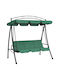 Garten & Veranda Schaukel mit Basis und Kissen 3 Sitze Metallisch Grün L198xB123xH203cm